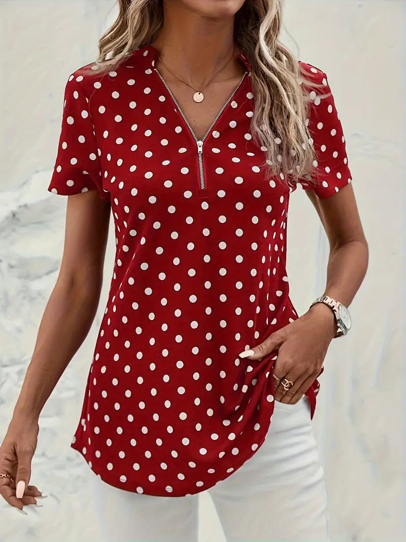 Tanja™ – Damens Prickig V-ringad Blus