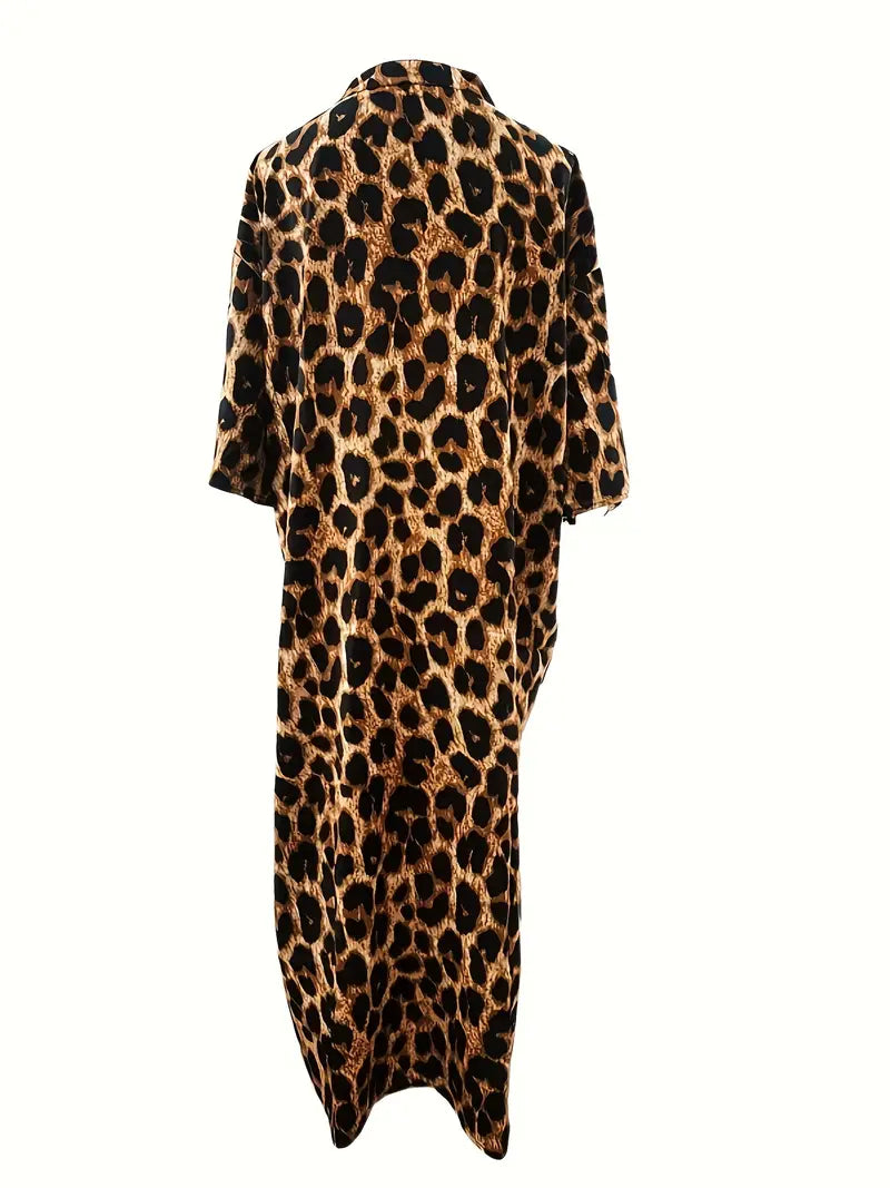 Louisa™ – Damens Bohemisk Leopardklänning