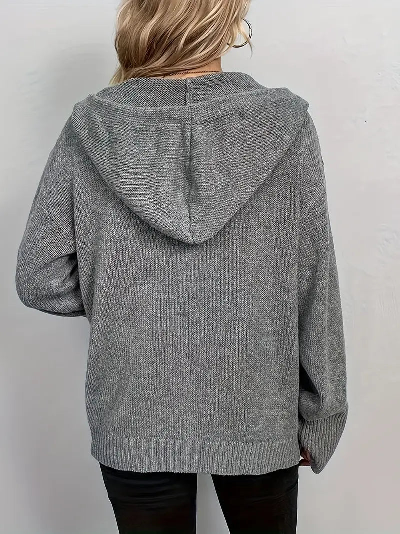 Charlotte™ - Knäppt Stickad Huvjacka