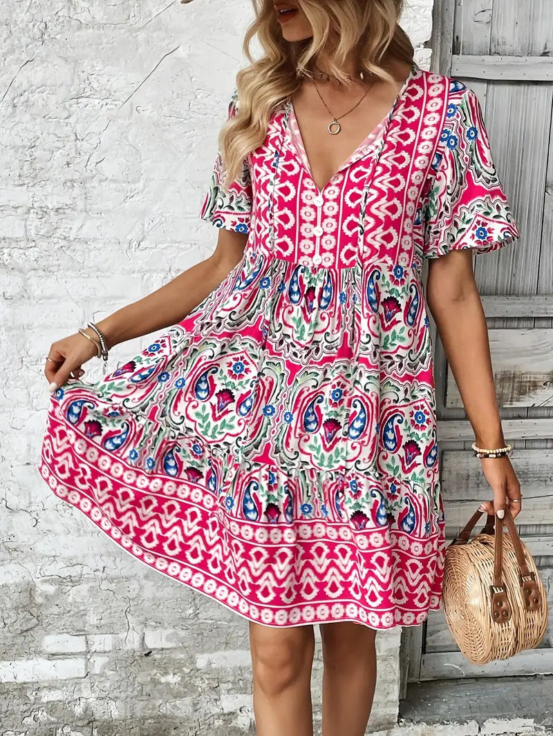 Lill™ – Boho Miniklänning med Volangkant för Dam