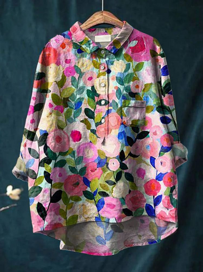 Deni™ – Kvinders Blomstret Casual Skjorte