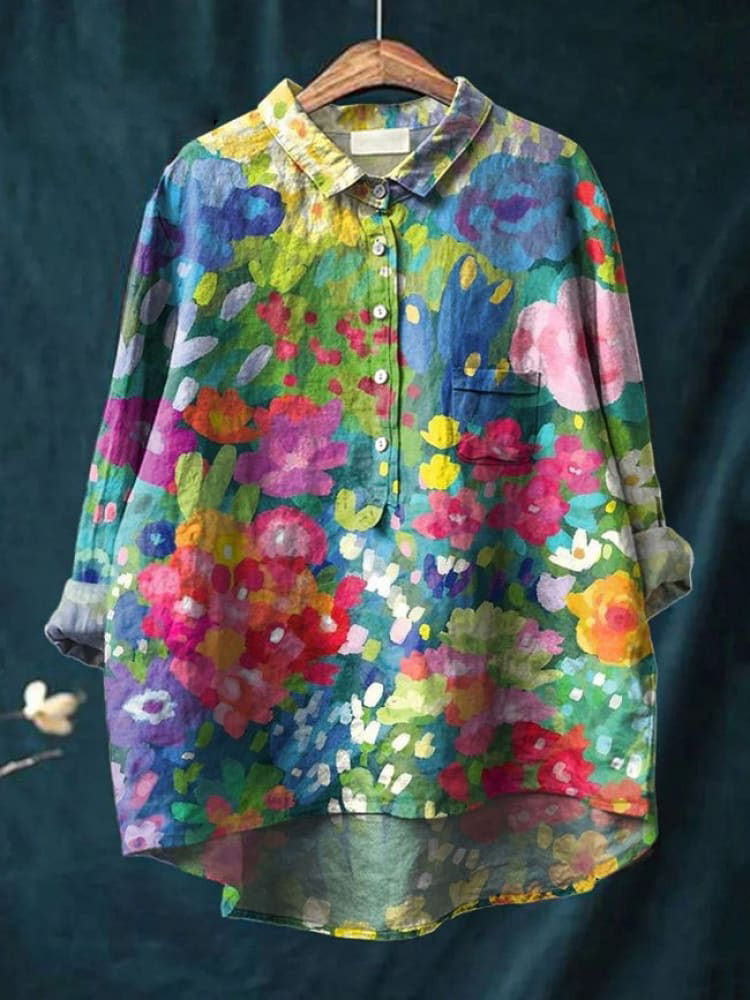 Deni™ – Kvinders Blomstret Casual Skjorte