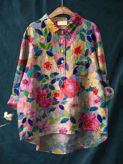 Deni™ – Kvinders Blomstret Casual Skjorte