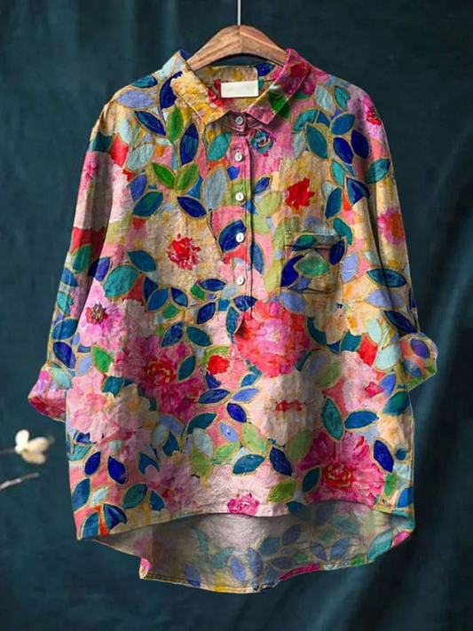Deni™ – Kvinders Blomstret Casual Skjorte