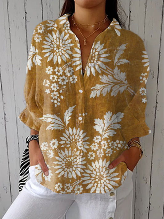 Merlin™ -  Vintage Tryckt blus för Dam