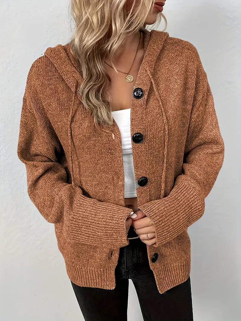Charlotte™ - Knäppt Stickad Huvjacka