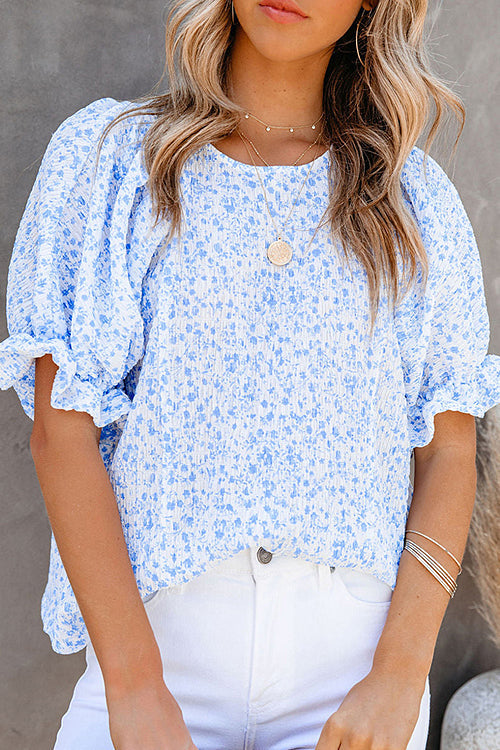 Eliza™ – Damens Blommig Puffärm Blus