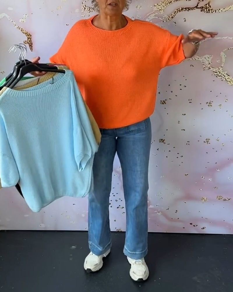 Lara™ – Avslappnad Blus med Rund Hals