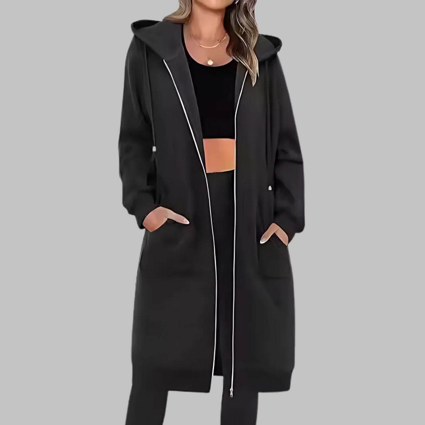 Zarah™ - Avslappnad Dragkedja Oversize Lång Jacka