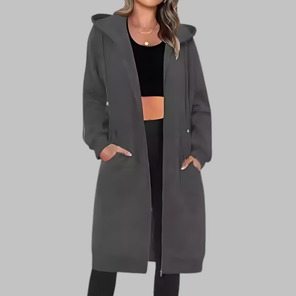 Zarah™ - Avslappnad Dragkedja Oversize Lång Jacka