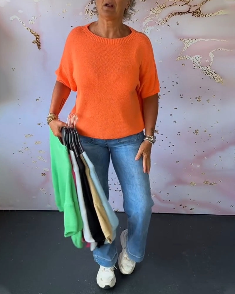 Lara™ – Avslappnad Blus med Rund Hals