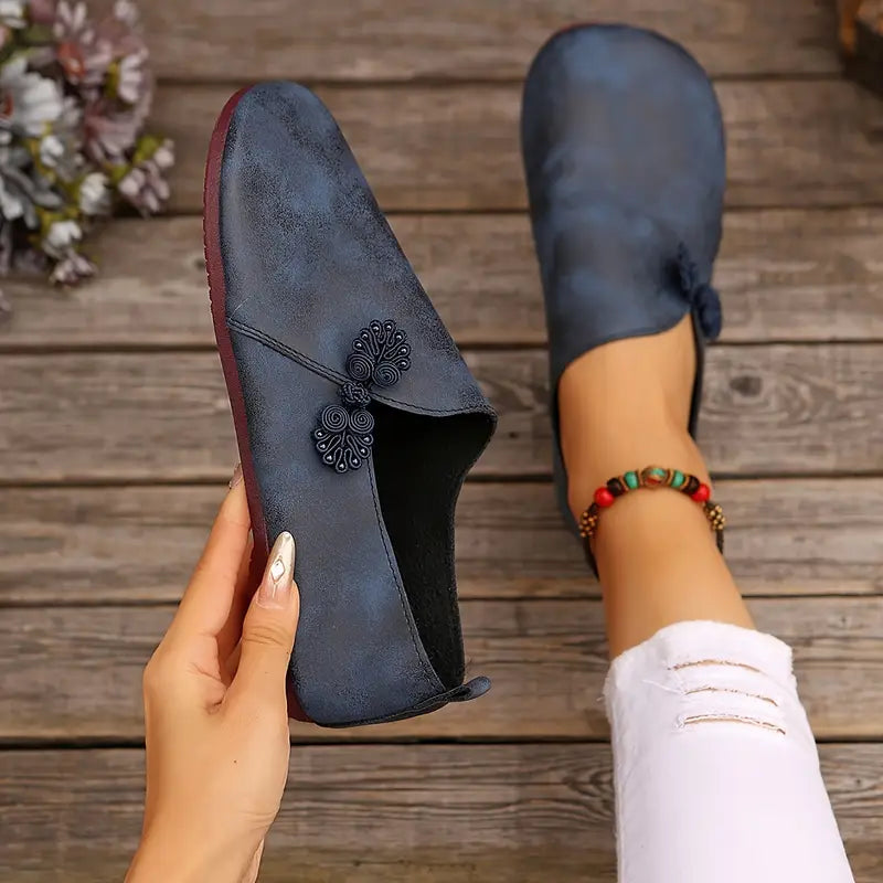 Nice™ – Damens Loafers med Blombroderi