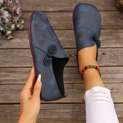 Nice™ – Damens Loafers med Blombroderi