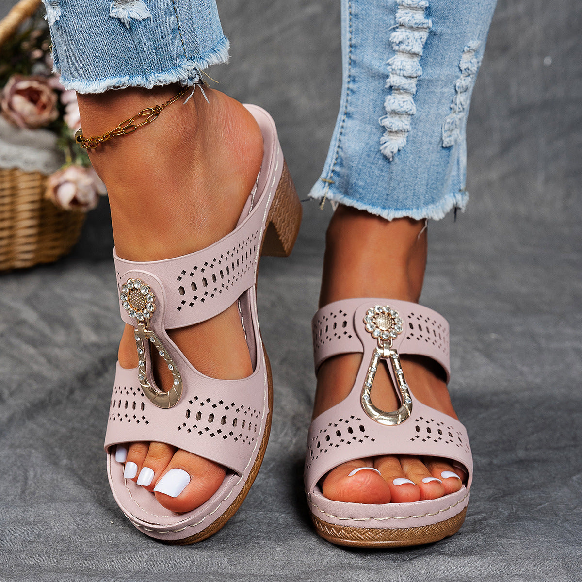 Anita™ - Ortopediska Sandaler Med Strass för Dam