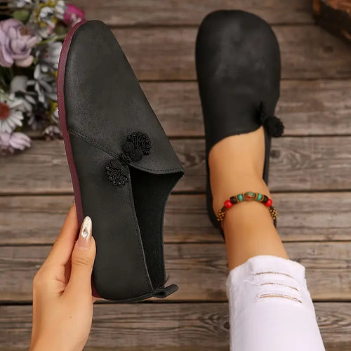 Nice™ – Damens Loafers med Blombroderi