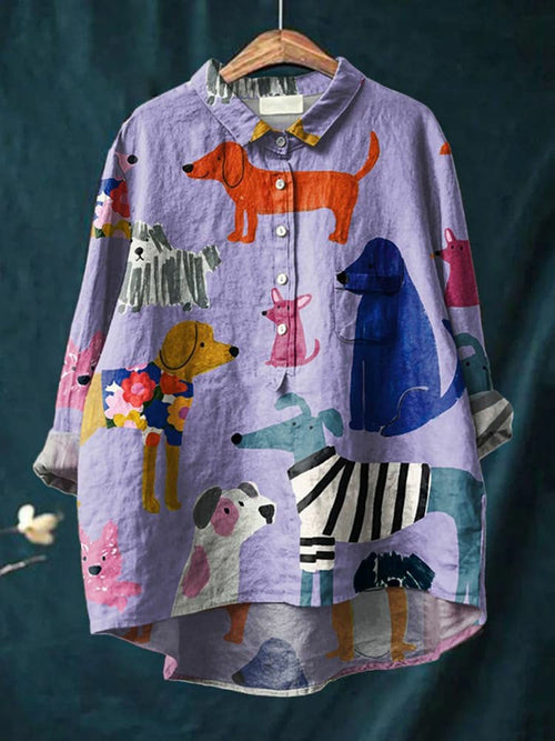 Nerida™ – Blus med Hundmönster