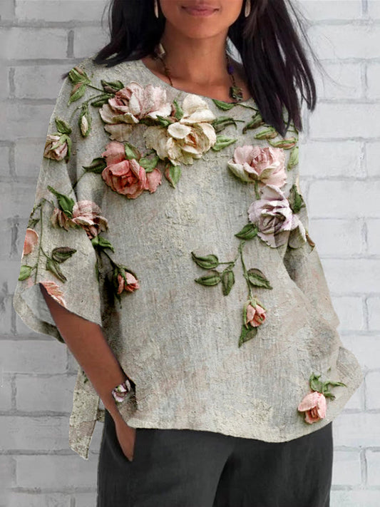 Briseis™ - Blommig 3D Konsttryckt Topp