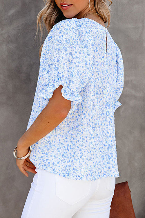 Eliza™ – Damens Blommig Puffärm Blus