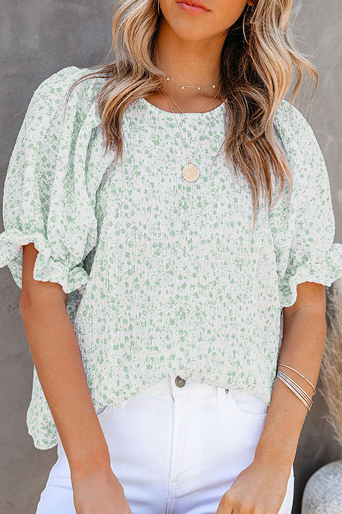 Eliza™ – Damens Blommig Puffärm Blus