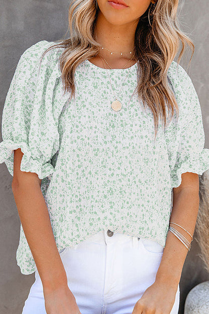 Eliza™ – Damens Blommig Puffärm Blus