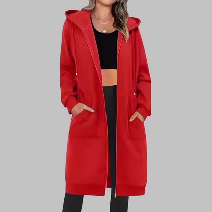 Zarah™ - Avslappnad Dragkedja Oversize Lång Jacka