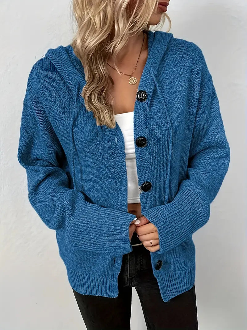 Charlotte™ - Knäppt Stickad Huvjacka
