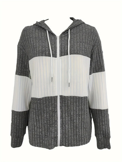 Inga™ – Färgblock Zip-Huvtröja för Dam