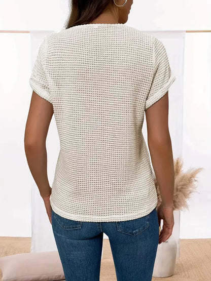 Stella™ – Damens Spets Blus med Rund Hals