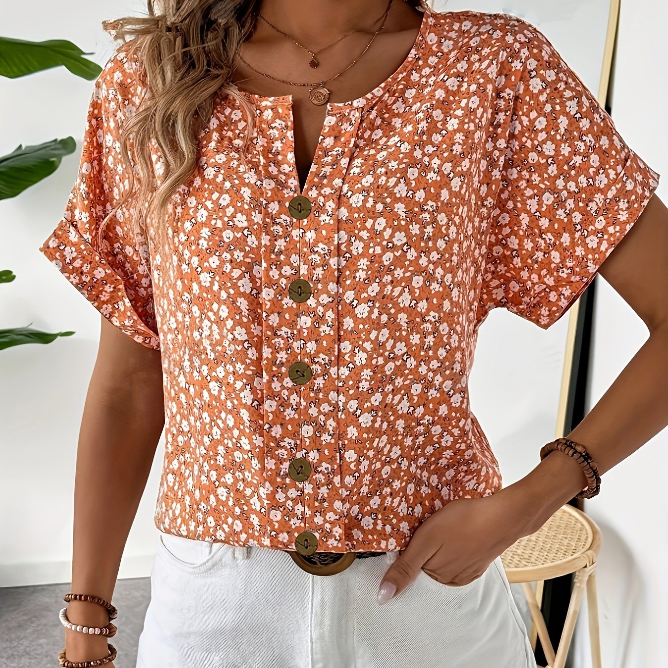 Mika™ – Blommig Mönstrad Blus