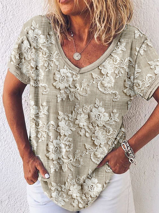 Senara™ - Elegant Blommig V-Ringad Bekväm Topp