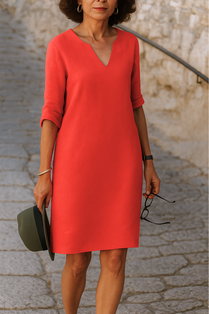 Rhea™ – Elegant V-ringad Klänning för Dam