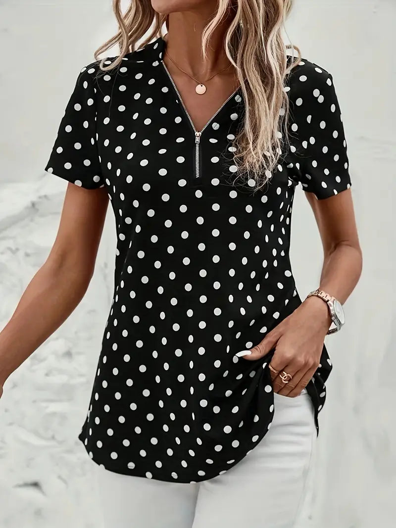 Tanja™ – Damens Prickig V-ringad Blus
