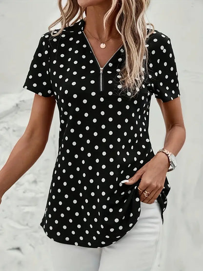 Tanja™ – Damens Prickig V-ringad Blus