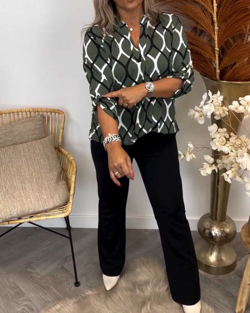 Jane™ – Mönstrad Långärmad Blus för Dam