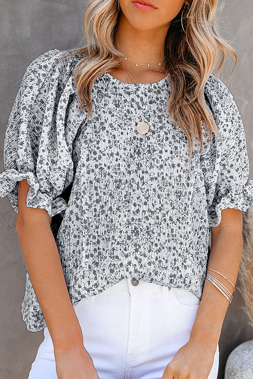 Eliza™ – Damens Blommig Puffärm Blus