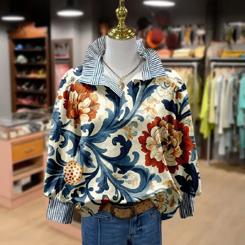 Chara™ – Damens Vintage Blommig Blus