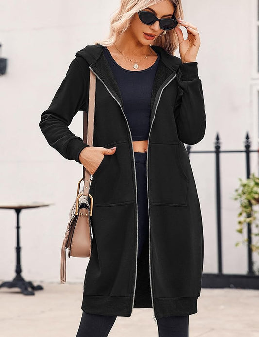 Zarah™ - Avslappnad Dragkedja Oversize Lång Jacka