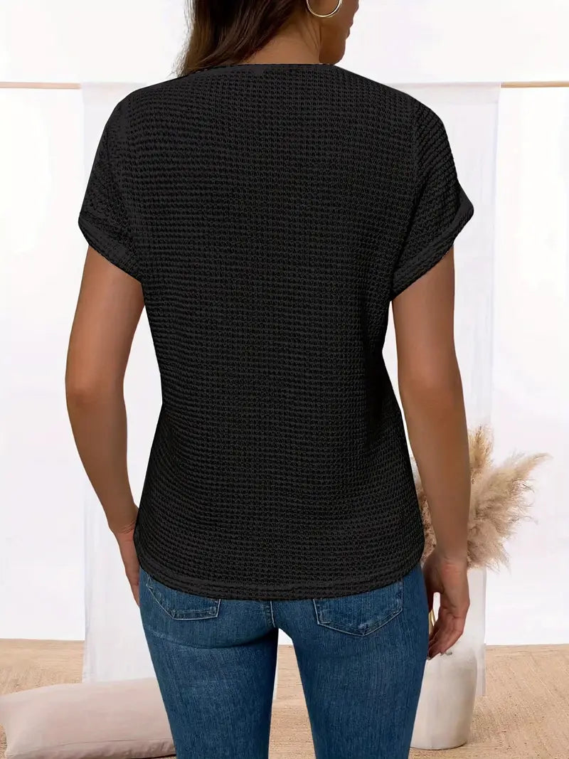 Stella™ – Damens Spets Blus med Rund Hals