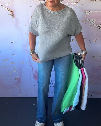 Lara™ – Avslappnad Blus med Rund Hals