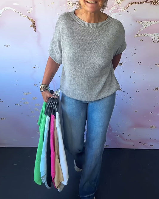 Lara™ – Avslappnad Blus med Rund Hals