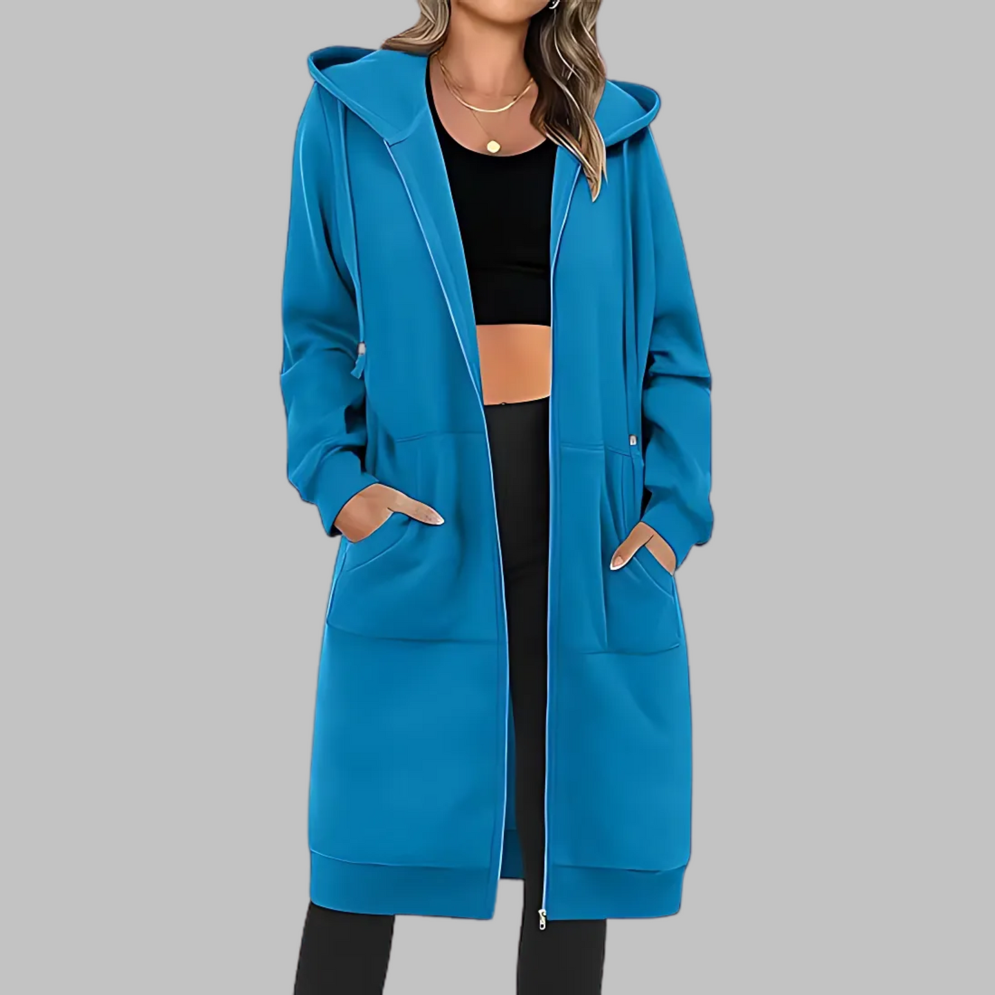 Zarah™ - Avslappnad Dragkedja Oversize Lång Jacka