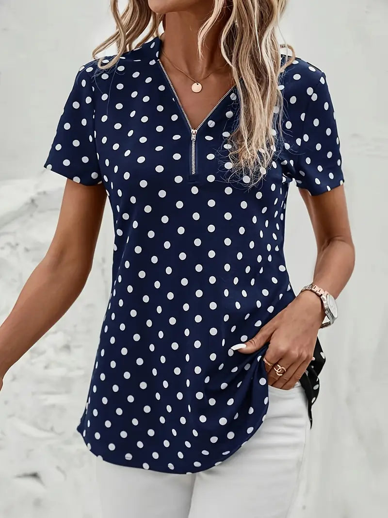 Tanja™ – Damens Prickig V-ringad Blus