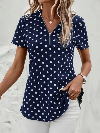 Tanja™ – Damens Prickig V-ringad Blus