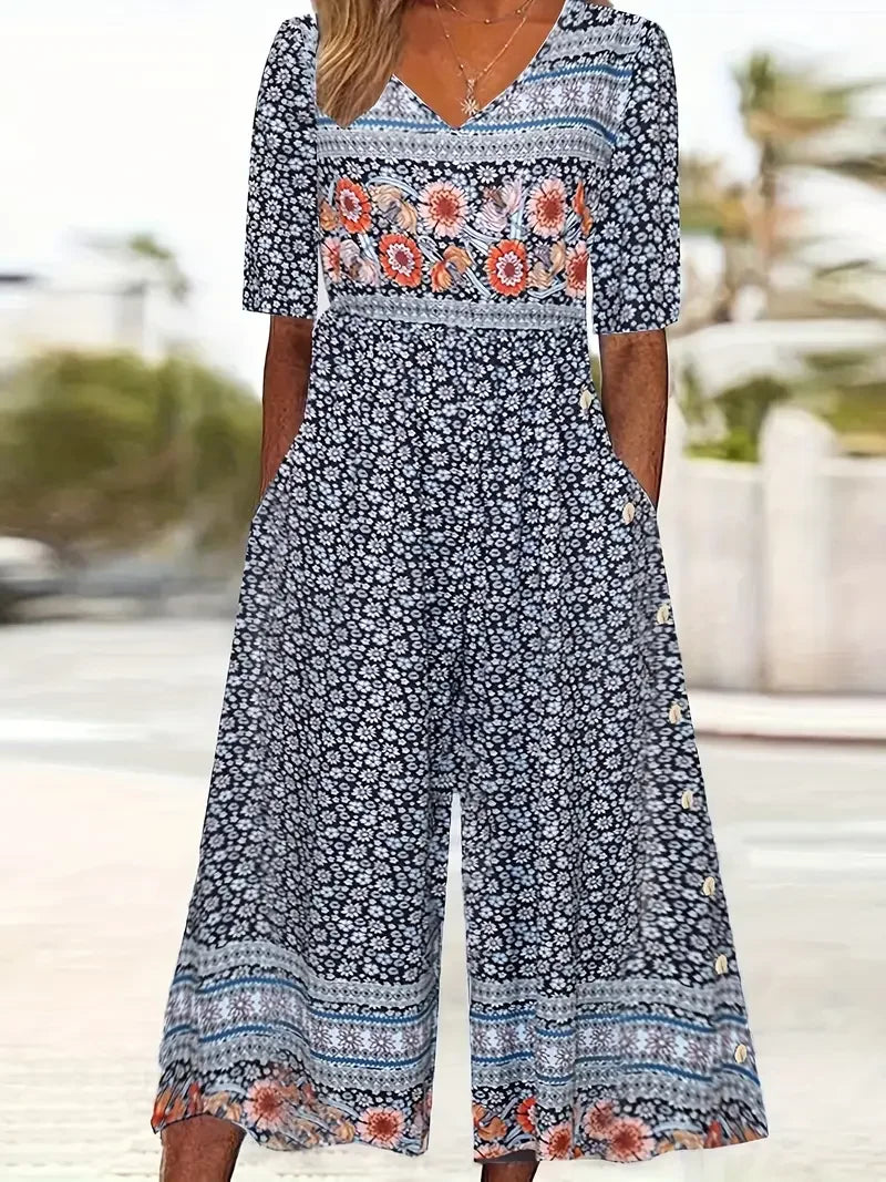 Neri™ - Vintage Boho Blommig Jumpsuit