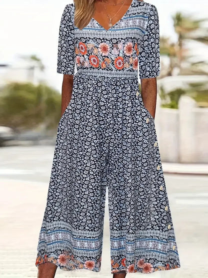 Neri™ - Vintage Boho Blommig Jumpsuit