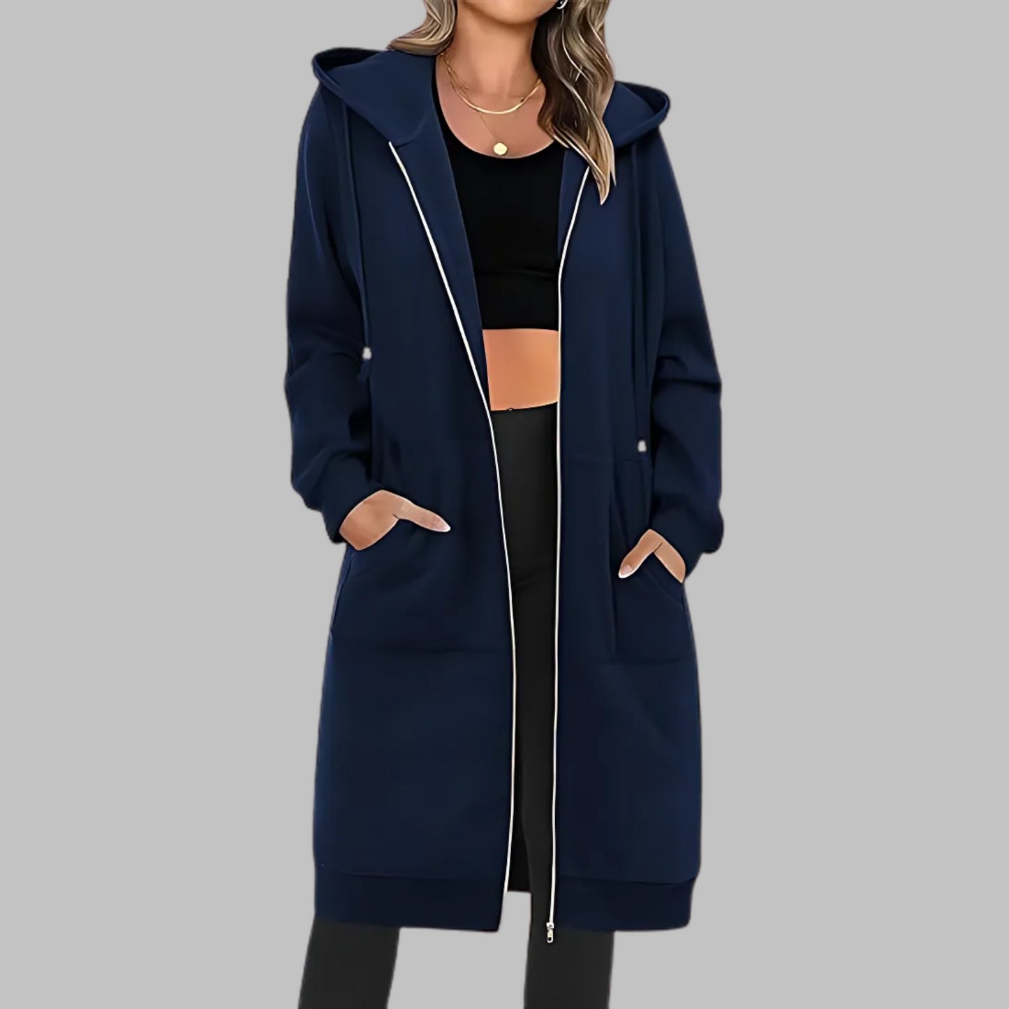 Zarah™ - Avslappnad Dragkedja Oversize Lång Jacka