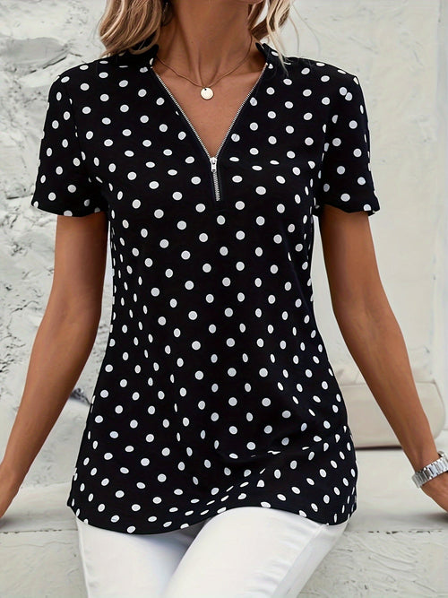 Tanja™ – Damens Prickig V-ringad Blus