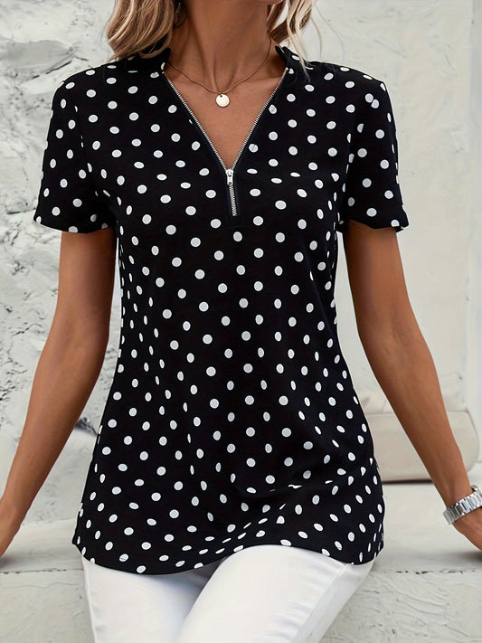 Tanja™ – Damens Prickig V-ringad Blus