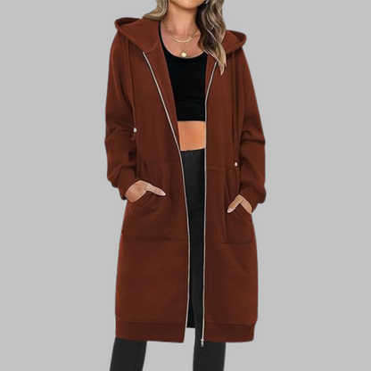 Zarah™ - Avslappnad Dragkedja Oversize Lång Jacka