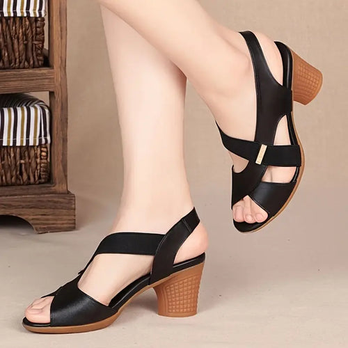 Selma™ - Elegant Tan Peep-Toe Sandaler